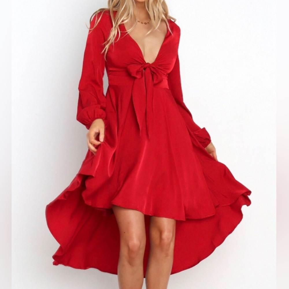 NWT Red Petal and Pup Long Sleeve High Low Magnolia Dress Size US 8